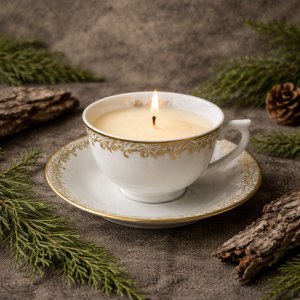 Tasse Dorée Up-Cycling Porcelaine – Cyprès